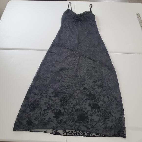 Whimsigoth witch Dress Womn Small Floral Burnout Maxi Sheer Slip Velvet Y2K Goth - Picture 1 of 11